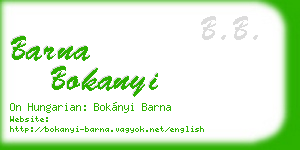 barna bokanyi business card